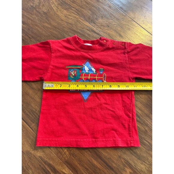 Baby BGosh Red Train Graphic LS Shirt 100% Cotton 18M USA Vintage Toddler Top - Picture 3 of 7